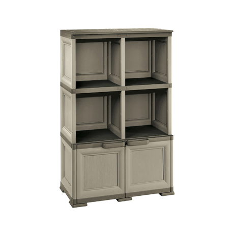 OMNIMODUS - 2 OPEN SHELVES + 1 WITH WOOD FINISH DOORS