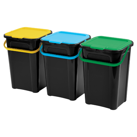 Set 3 recycling bin 44 L Cover Line with handle
