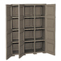 OMNIMODUS CUPBOARD - 3 DOORS, 4 MODULES WITH OPTIONAL SUPPORTS AND WOOD-FINISH AND WOVEN-LATTICE-STYLE DOORS - 1